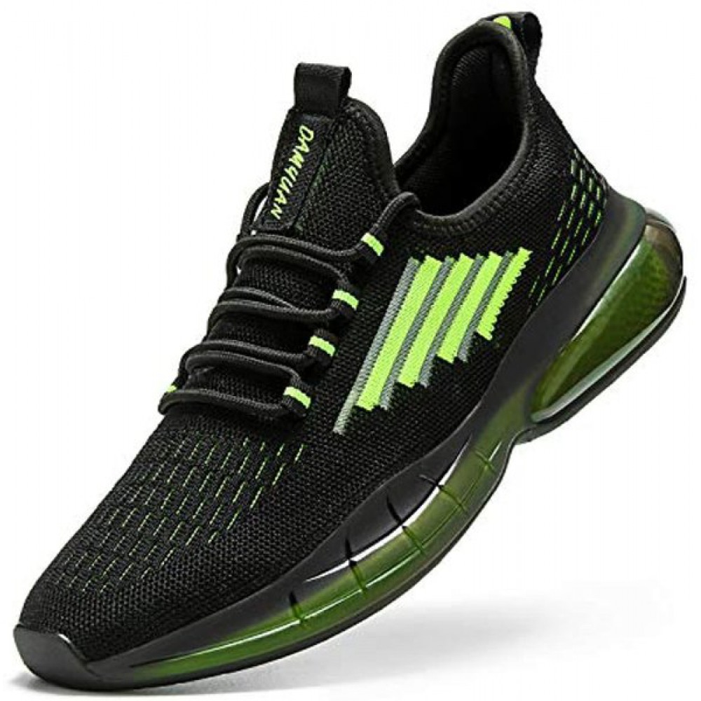 Mens Running Walking Gym Athletic Tennis Blade Shoes Fashion Breathable Sneakers Black-Green