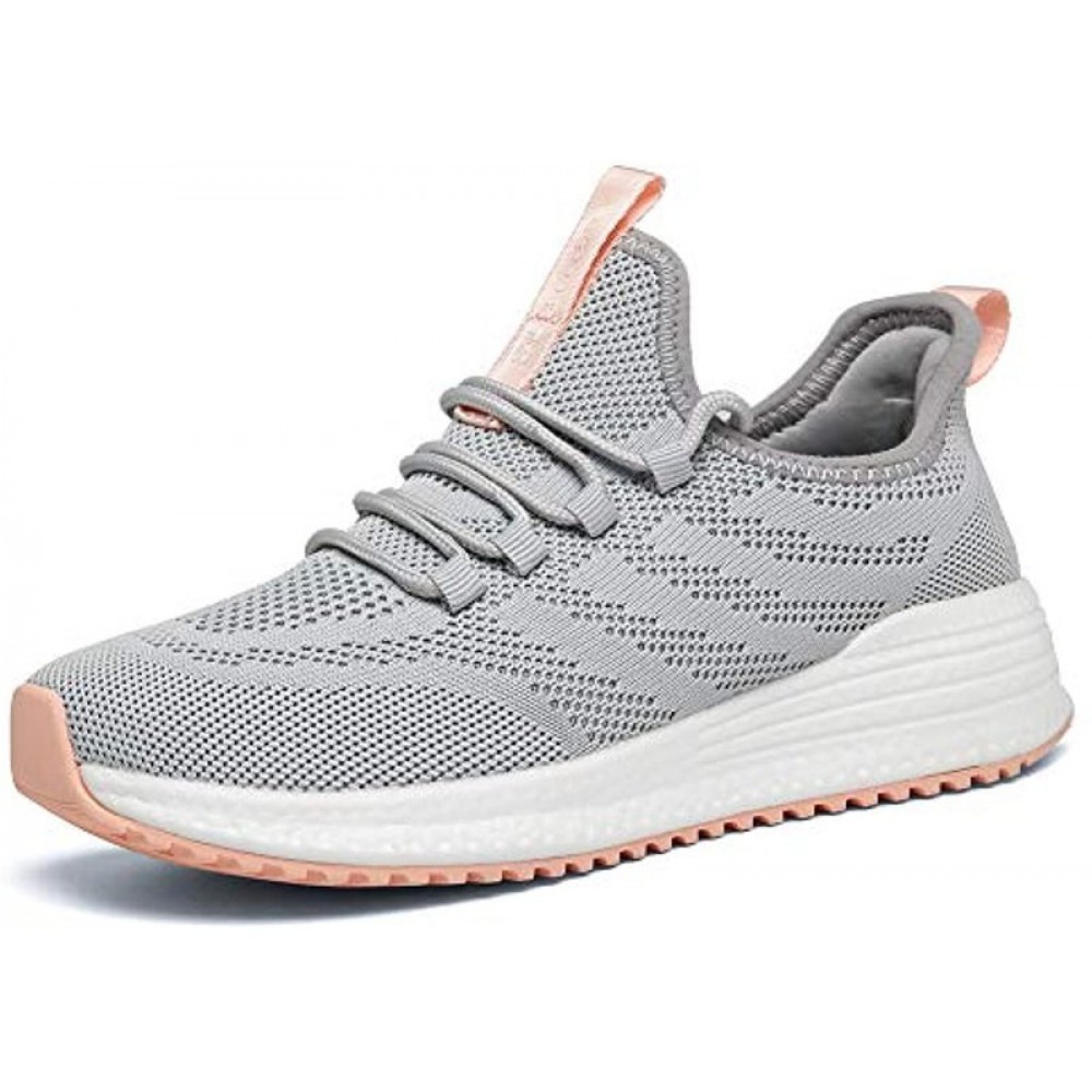Women's Running Shoes Lightweight Non Slip Breathable Mesh Sneakers Sports Athletic Walking Work Shoes Grey