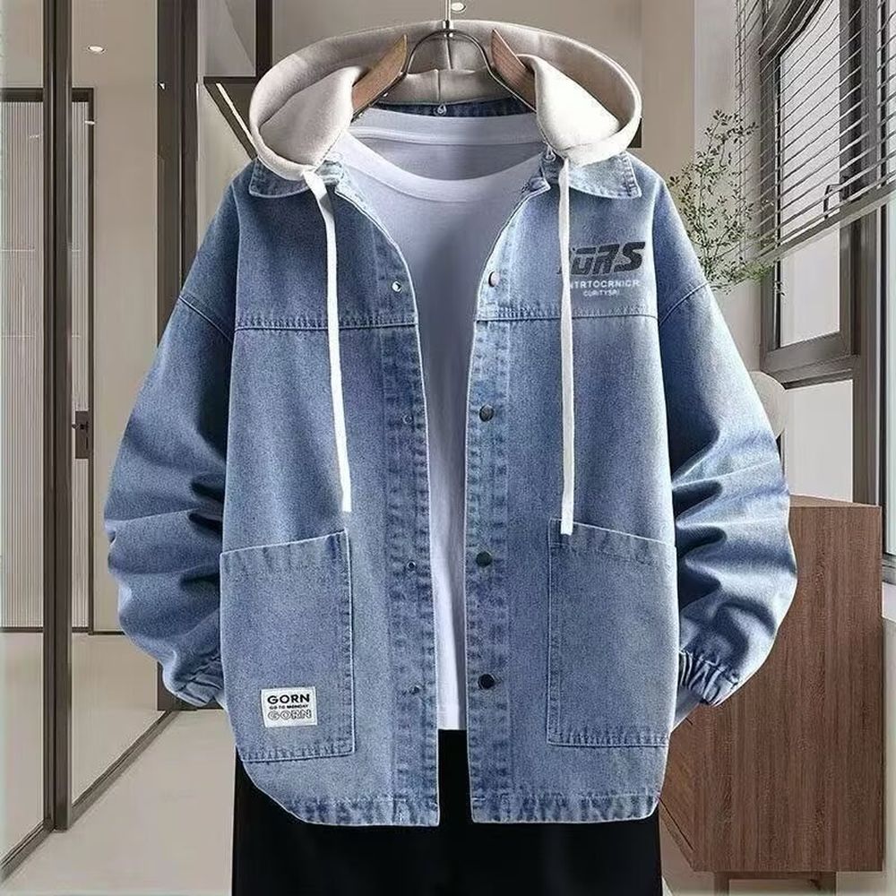 Denim Jacket for Men Casual Student Style Loose Fit
